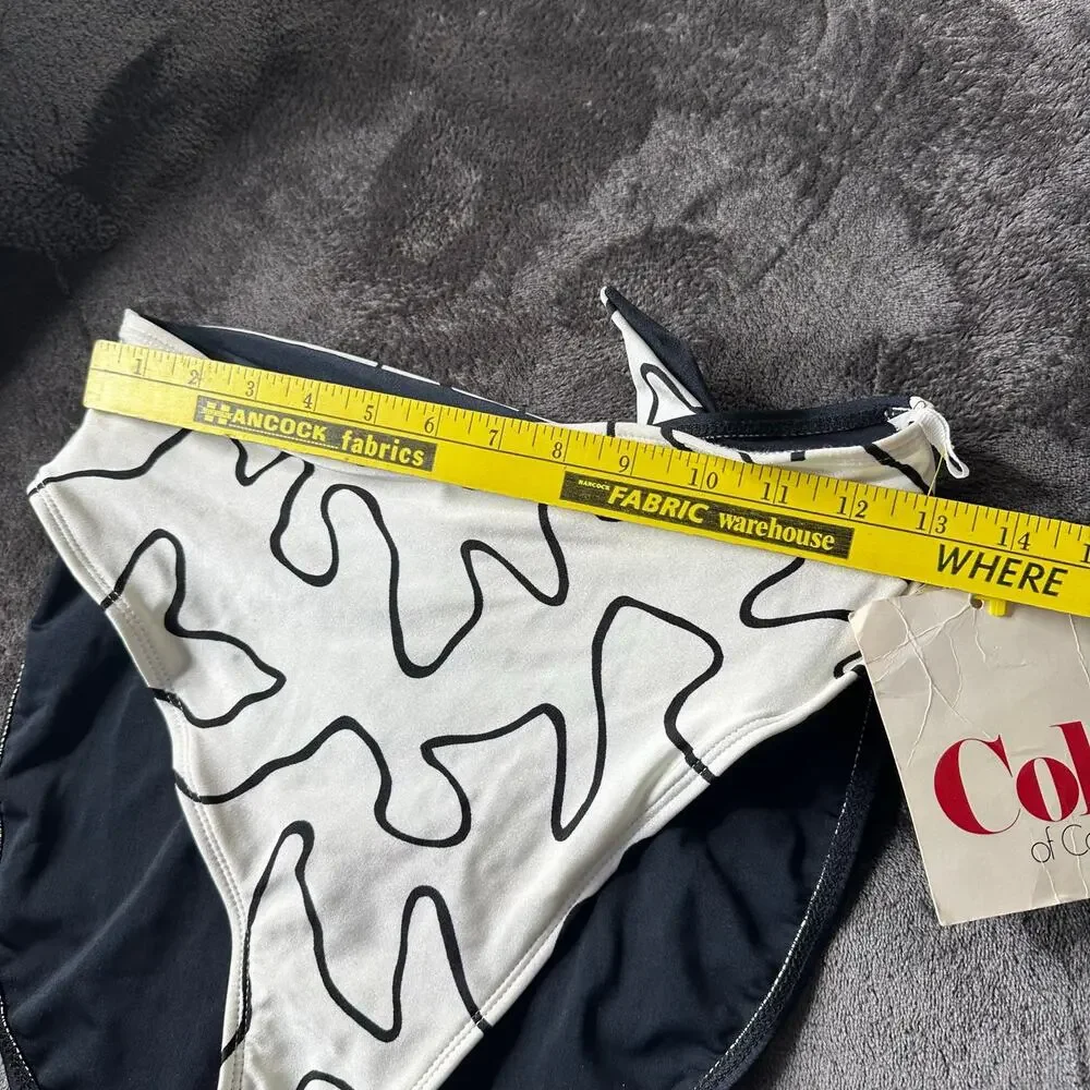 Vintage 80/90s Black White Abstract thigh high Bikini Bottom  Women’s Size L
